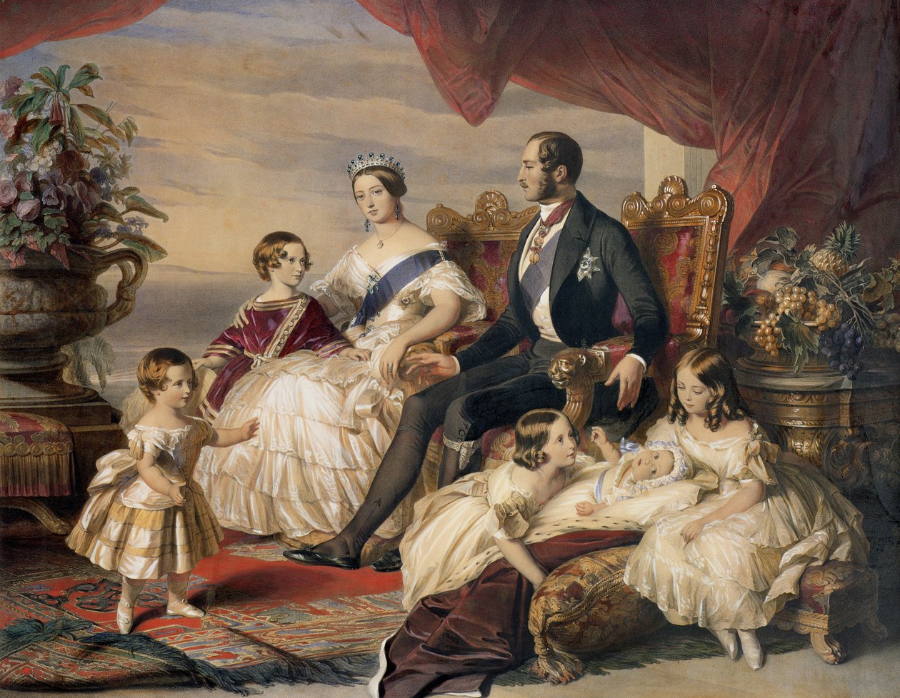 Drottning Victoria (1819-1901) och prins Albert (1819-61) med fem av deras barn, 1846 (färgstick) av Franz Xaver Winterhalter