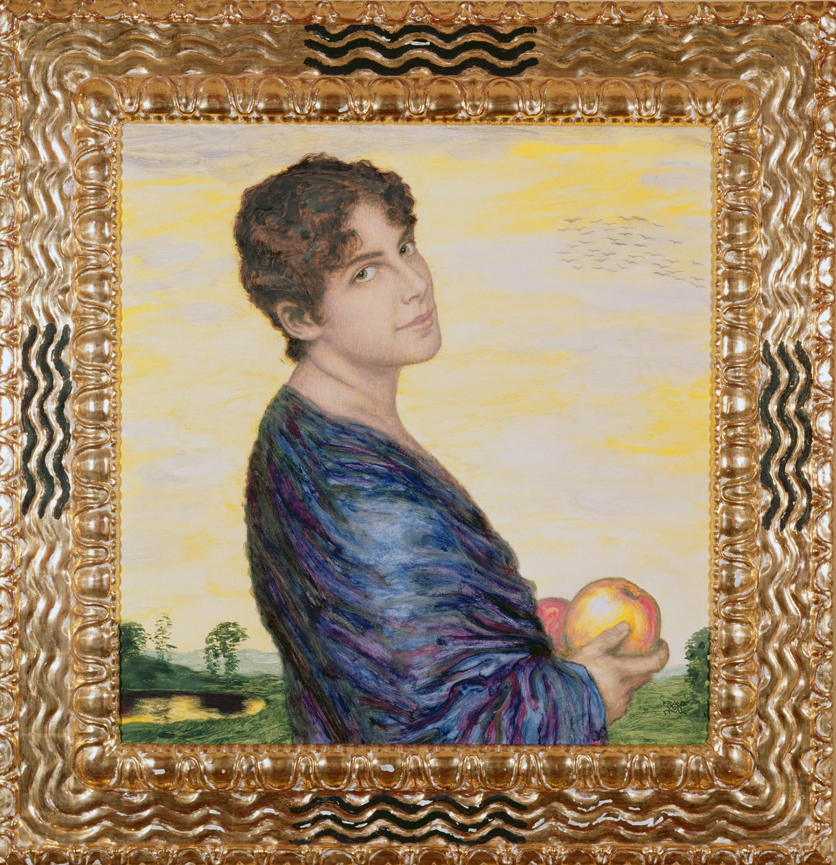 Kvinna som håller ett äpple, ca 1916 (olja) av Franz von Stuck