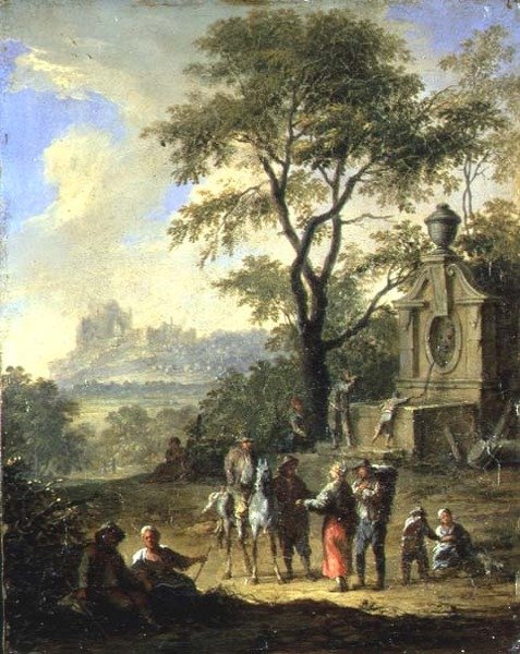 Landskap (olja på koppar) av Franz Ferg