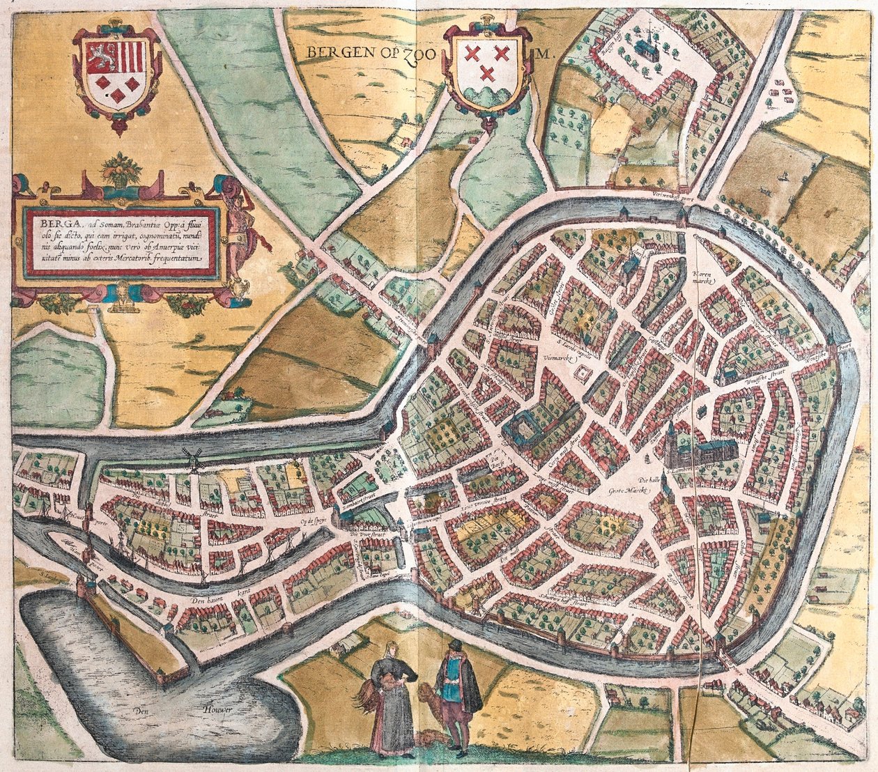 Berg Op Zoom, Nederländerna (gravyr av Franz Hogenberg
