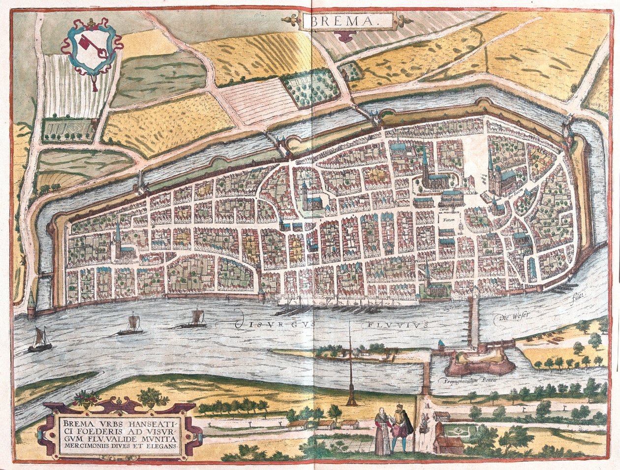 Bremen, Tyskland (gravyr av Franz Hogenberg