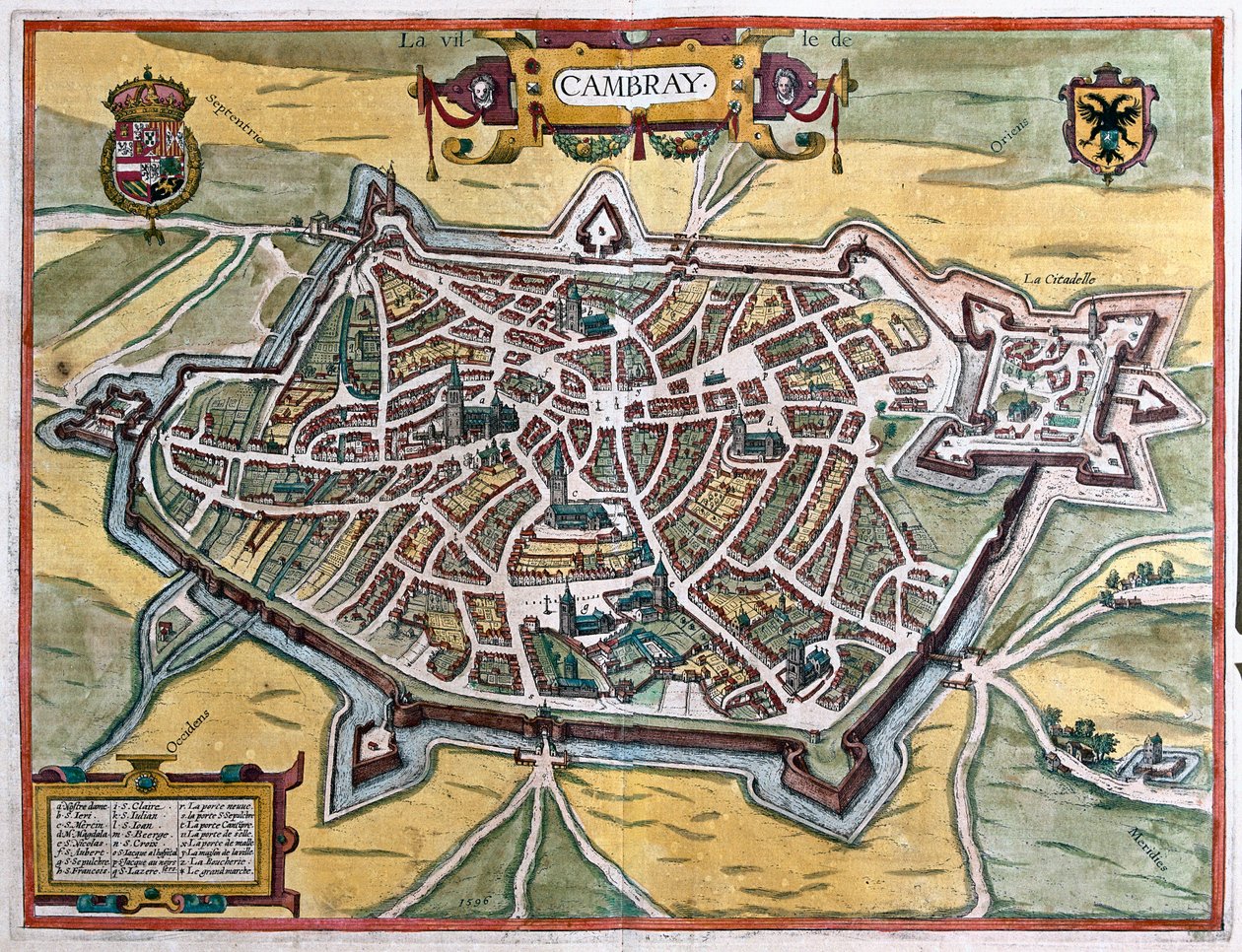 Cambrai, Frankrike (gravyr av Franz Hogenberg