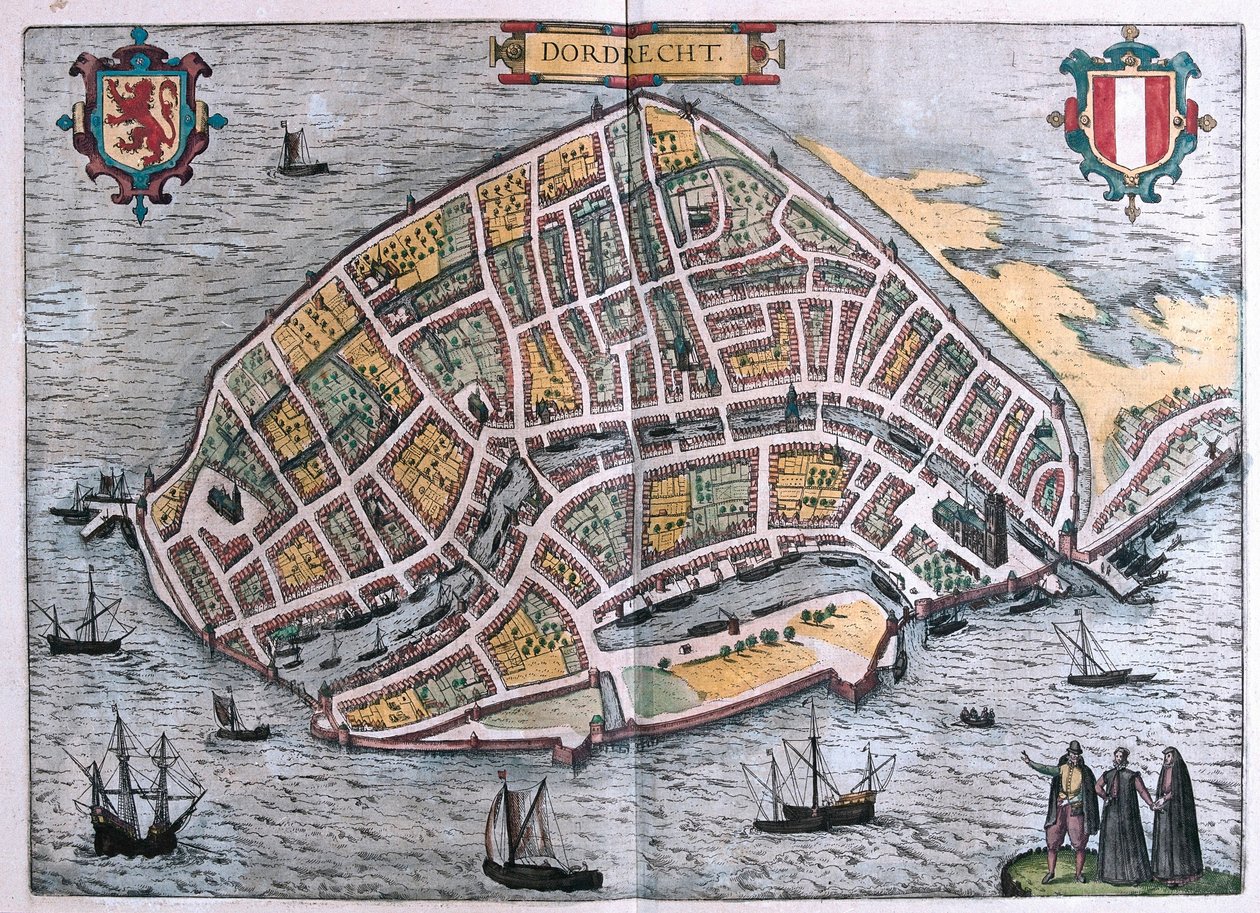 Dordrecht, Nederländerna (gravyr av Franz Hogenberg