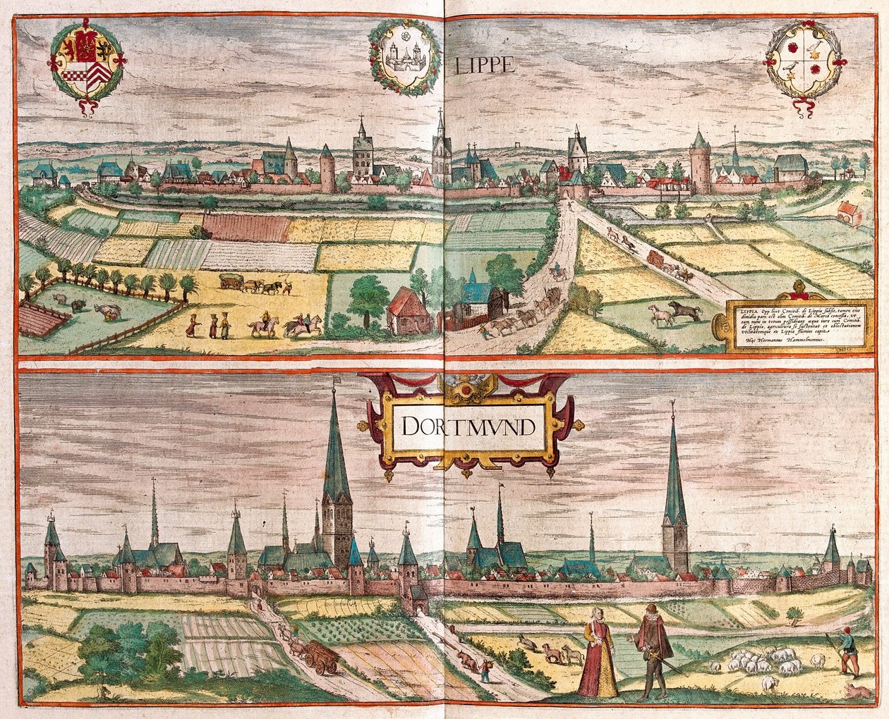 Lippe - Dortmund, Tyskland (gravyr av Franz Hogenberg