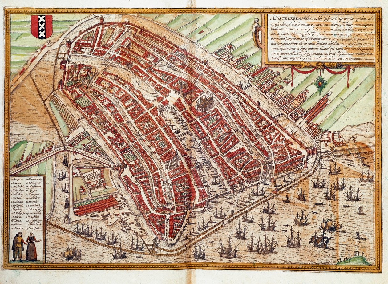 Karta över Amsterdam (gravyr av Franz Hogenberg