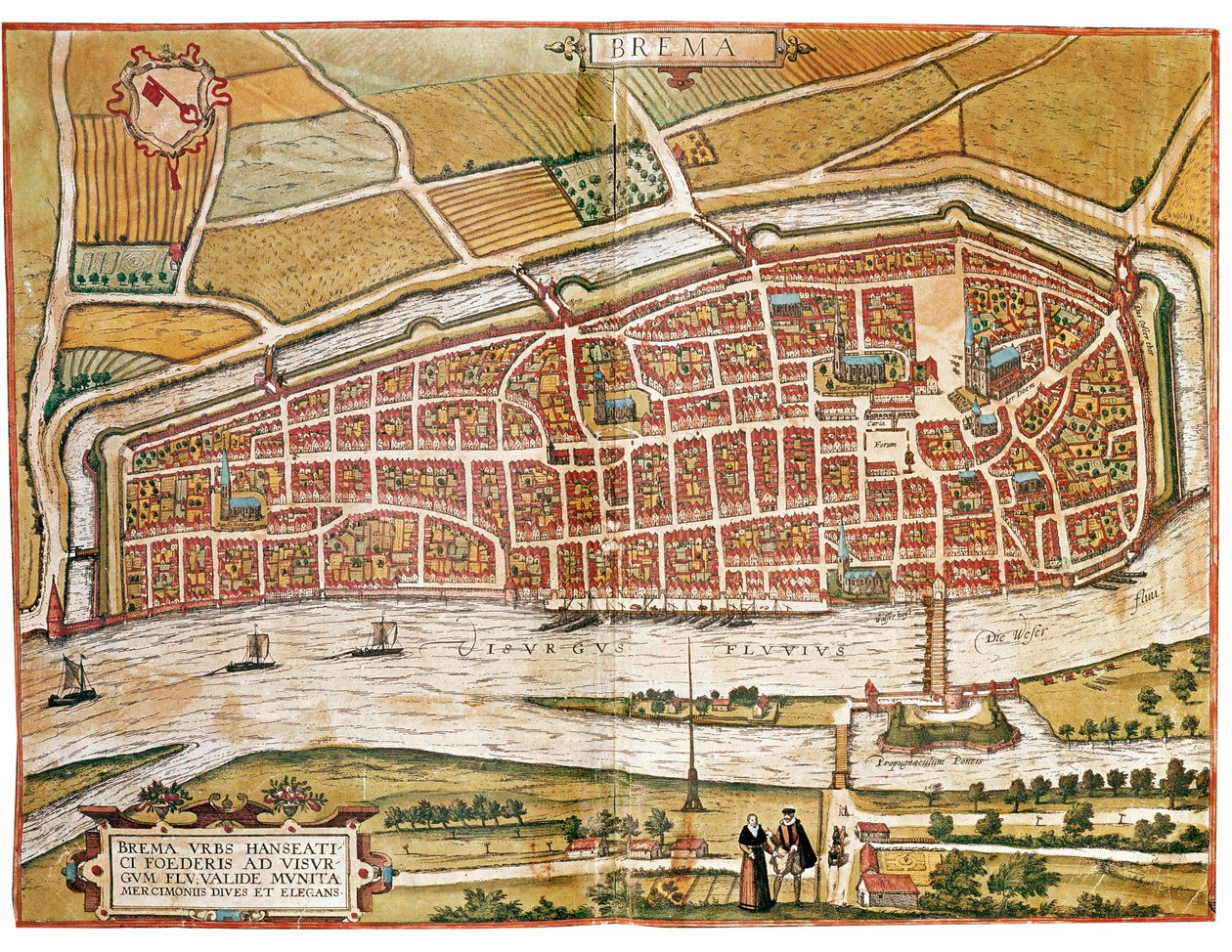 Karta över Bremen (gravyr av Franz Hogenberg