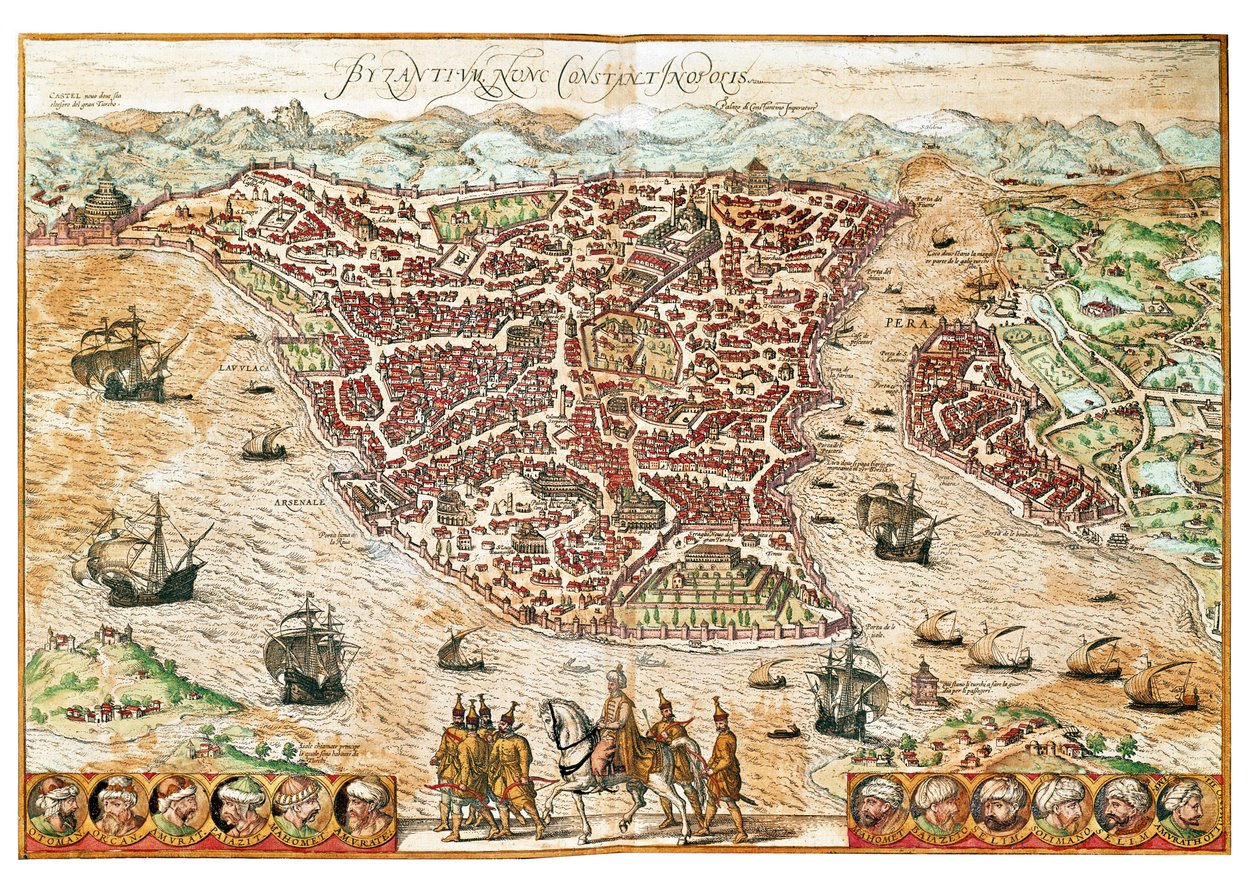 Karta över Byzance (gravyr av Franz Hogenberg