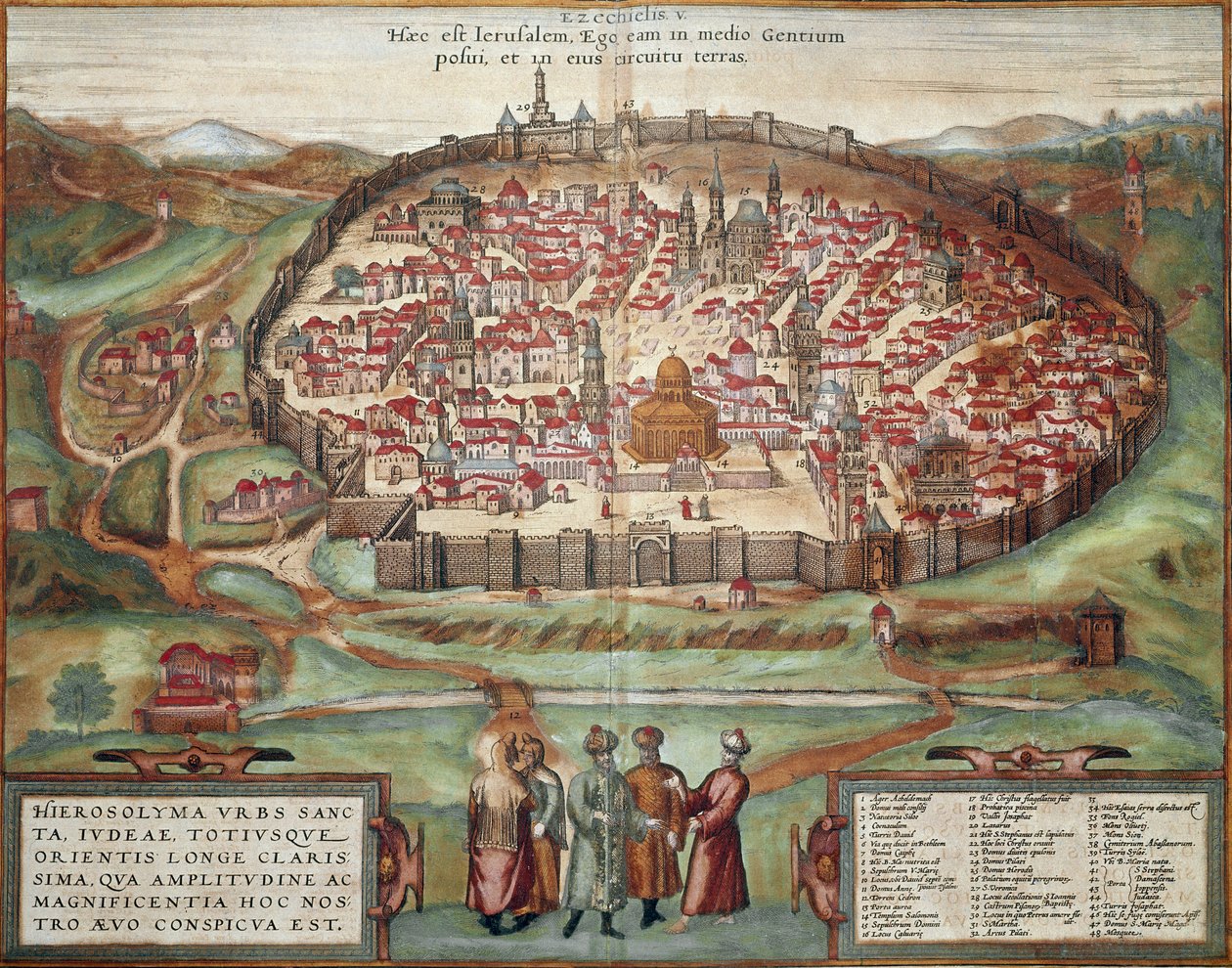 Karta över Jerusalem (gravyr av Franz Hogenberg