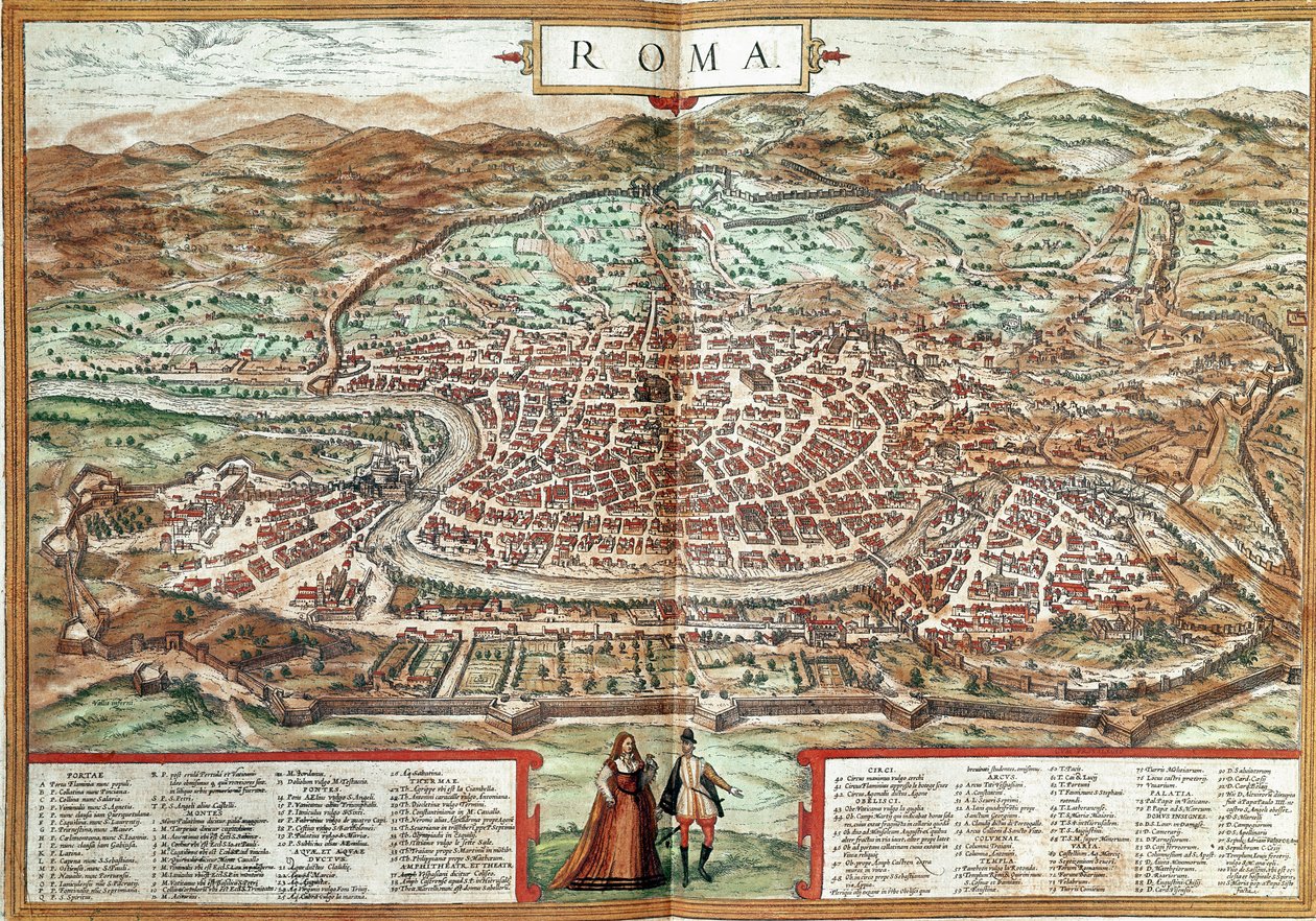 Karta över Rom (gravyr av Franz Hogenberg