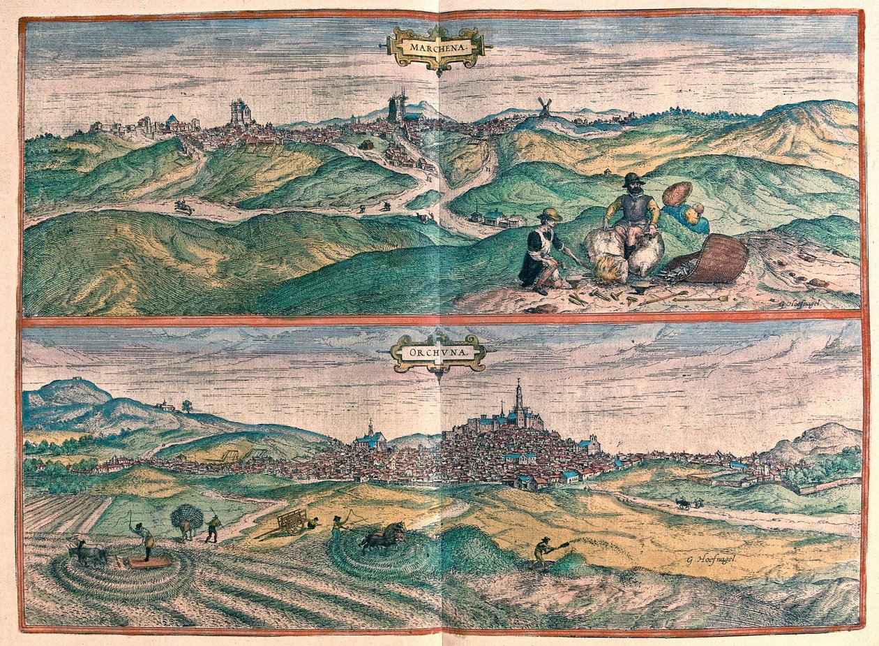 Marchena - Osuna, Katalonien, Spanien (gravyr av Franz Hogenberg