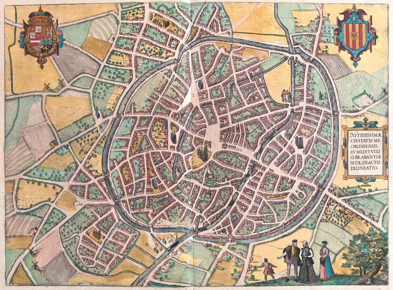 Mechelen, Belgien (gravyr av Franz Hogenberg