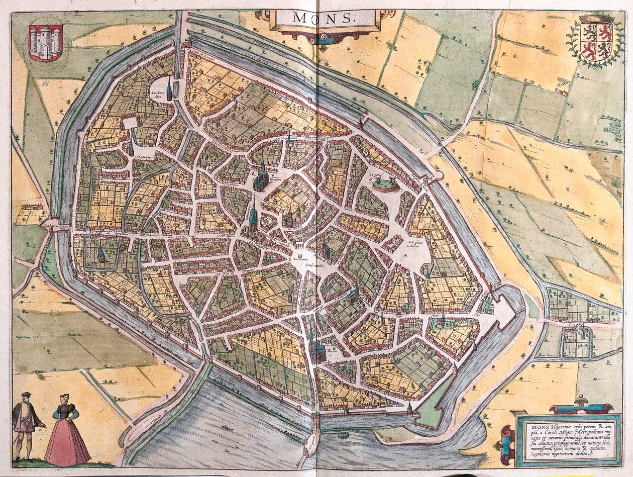 Mons, Belgien (gravyr av Franz Hogenberg