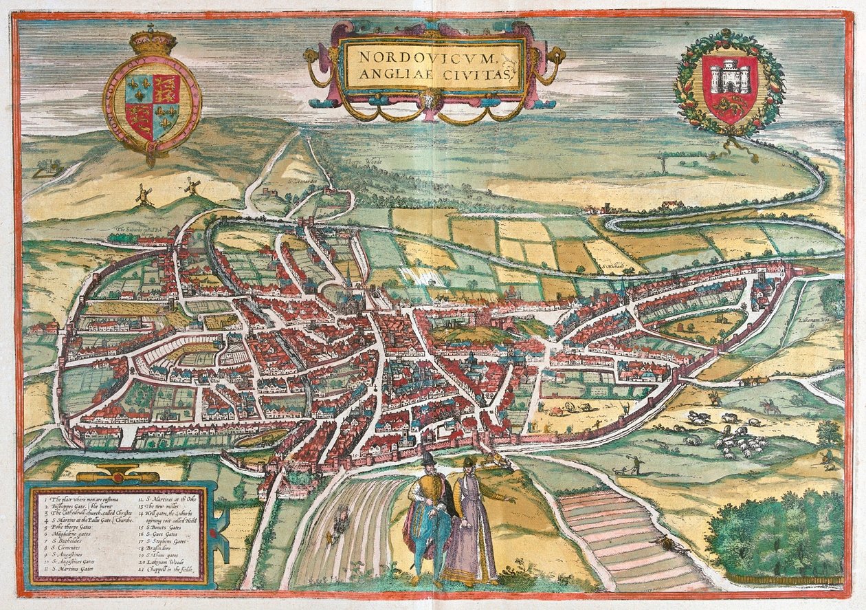Norwich - Storbritannien (gravyr av Franz Hogenberg