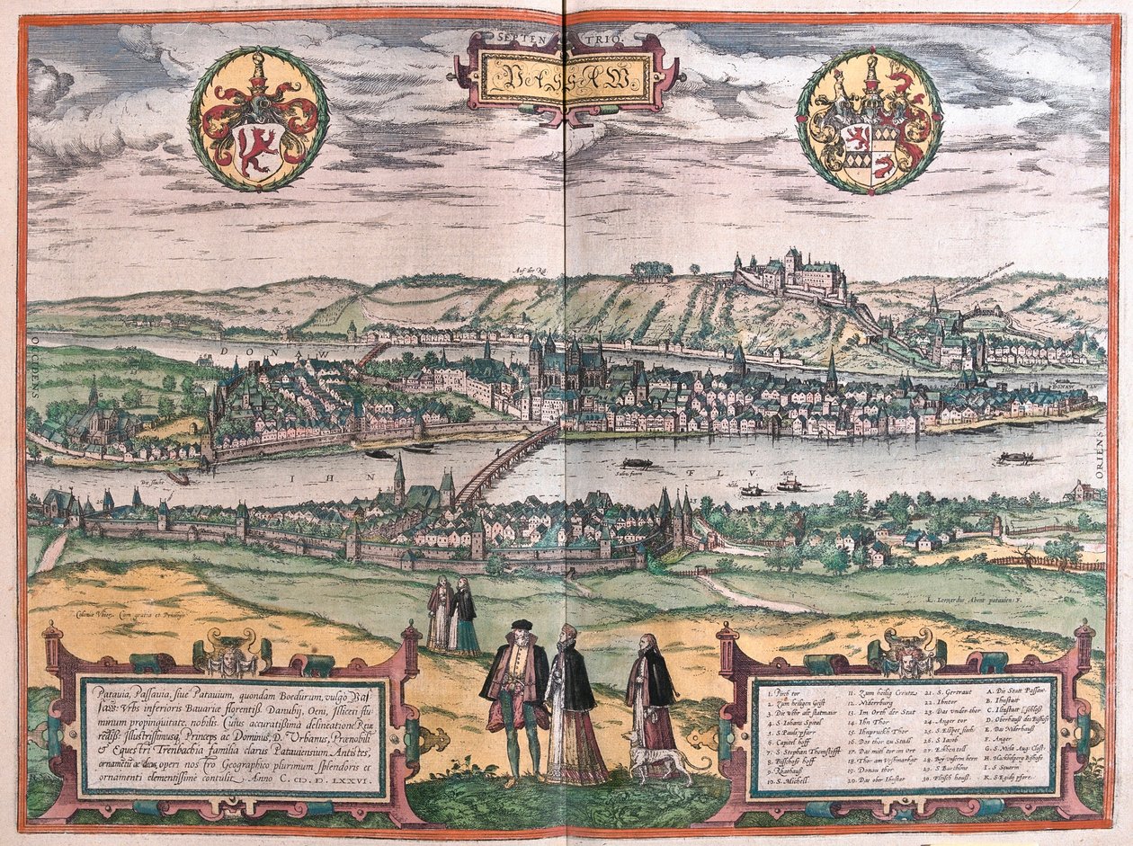 Passau, Tyskland (gravyr av Franz Hogenberg