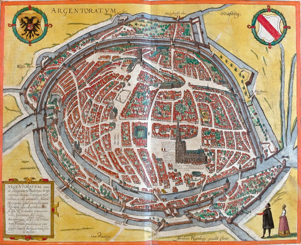 Plan de Strasbourg (Argentoratum), Frankrike (etsning av Franz Hogenberg