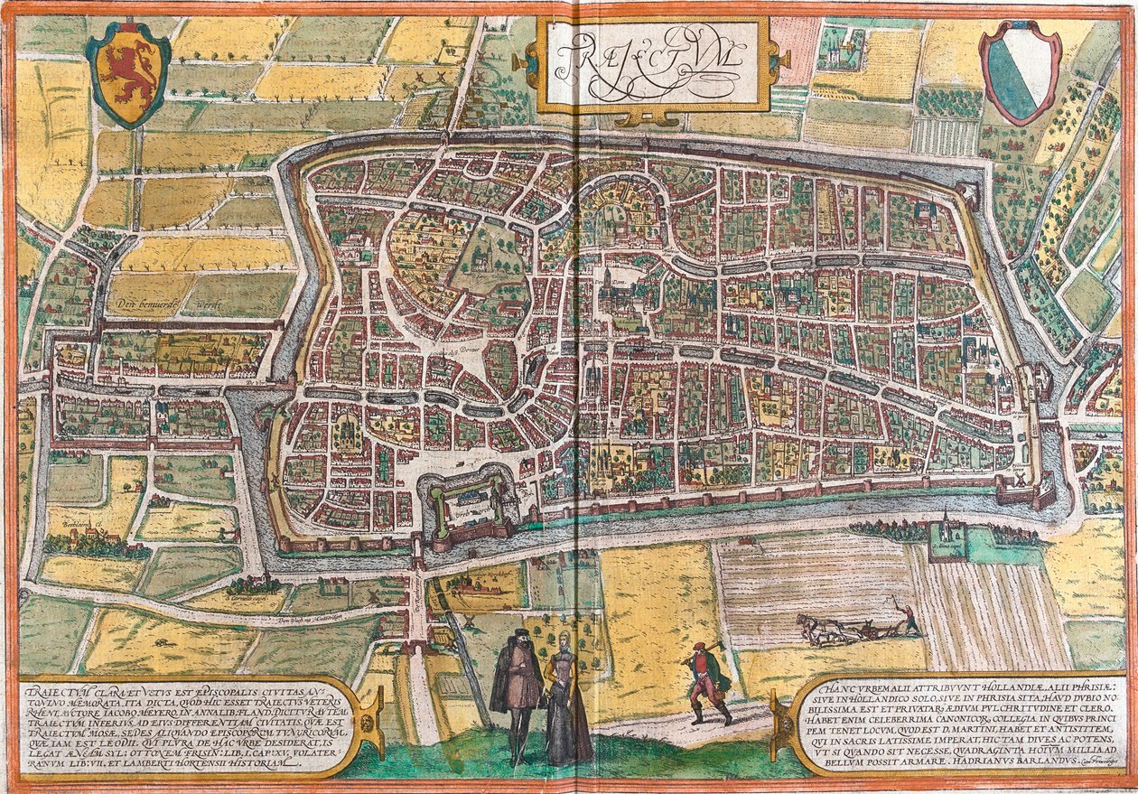 Plan av Maastricht (Traiectum), Nederländerna (etsning av Franz Hogenberg