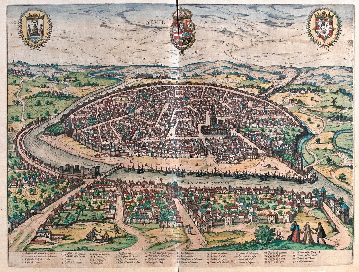Sevilla, Spanien (gravyr av Franz Hogenberg