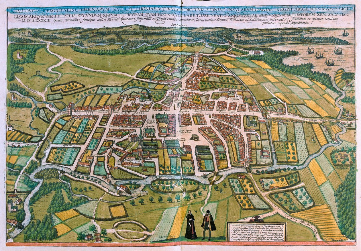 Biskopsstaden Odense, Danmark av Franz Hogenberg