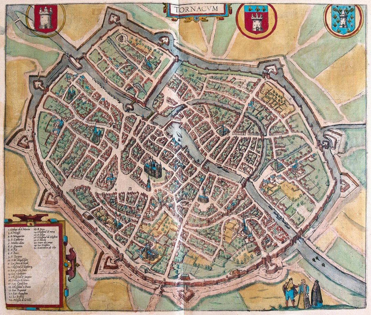 Tournai, Belgien (gravyr av Franz Hogenberg