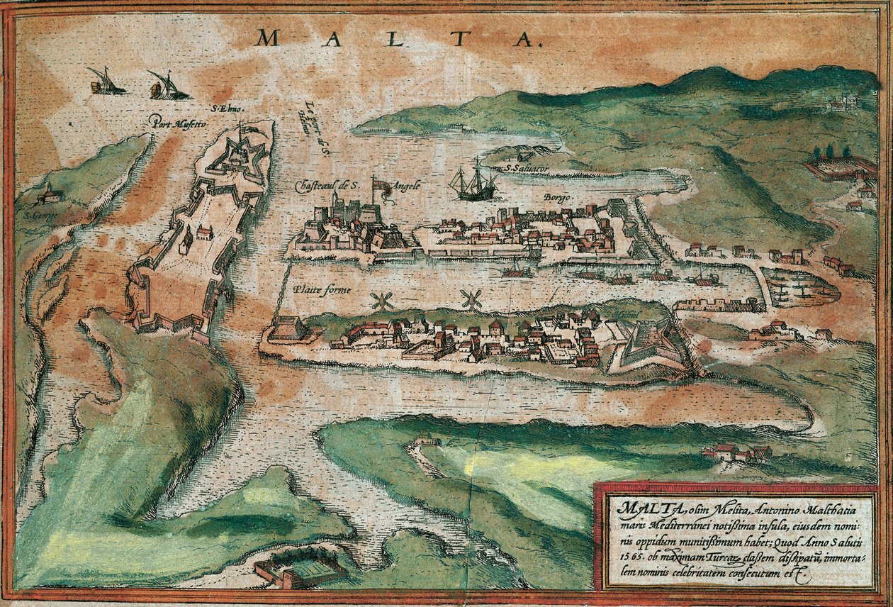Vy över Malta (gravyr av Franz Hogenberg