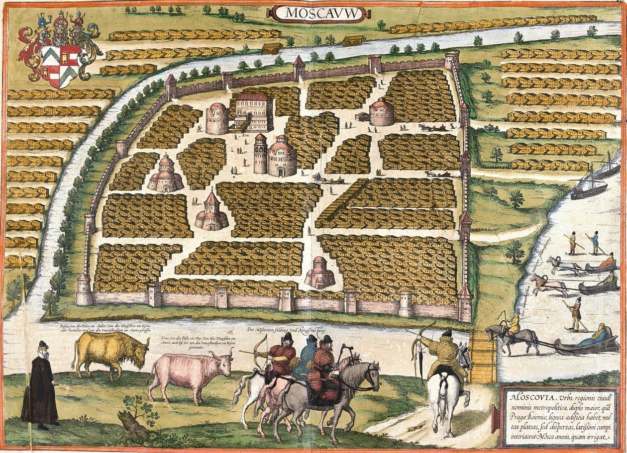 Vy över Moskva (Moscauw), Ryssland (etsning av Franz Hogenberg