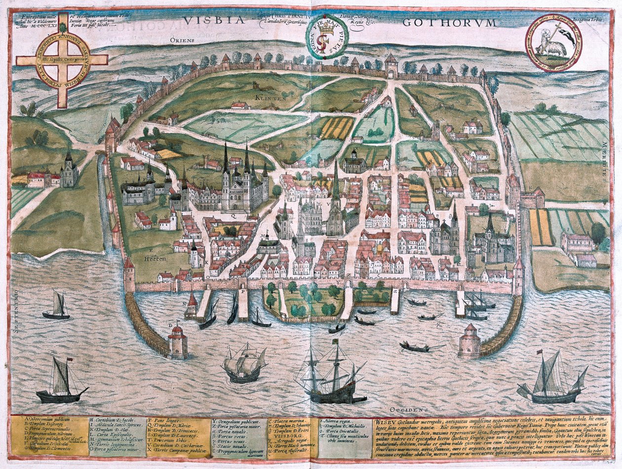 Visby, Gotland Isle, Sweden (engraving av Franz Hogenberg