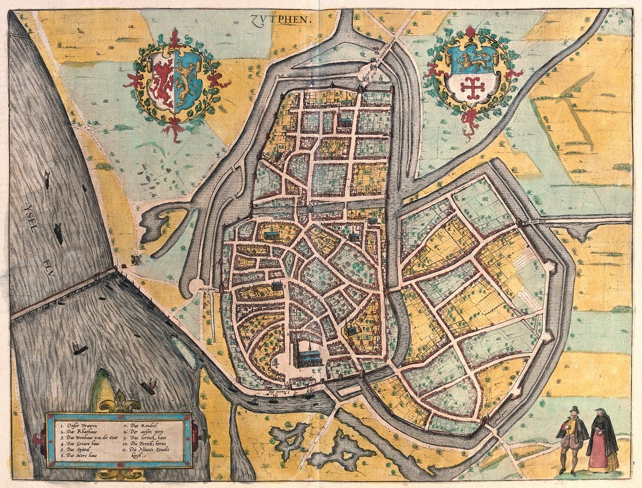 Zutphen, Nederländerna (gravyr av Franz Hogenberg