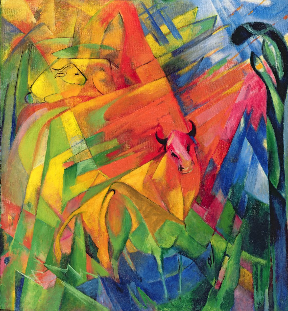 Djur i ett landskap, 1914 av Franz Marc