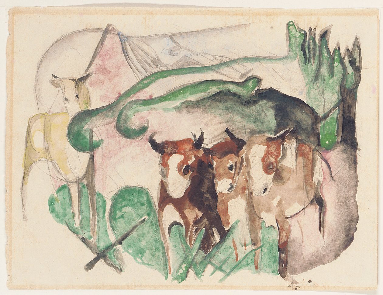 Djur i ett landskap av Franz Marc