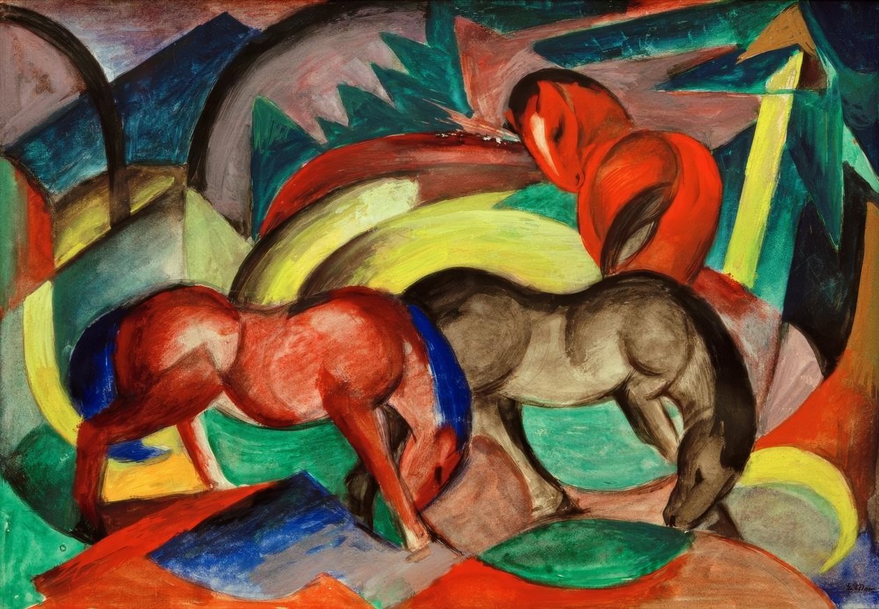 Tre hästar av Franz Marc