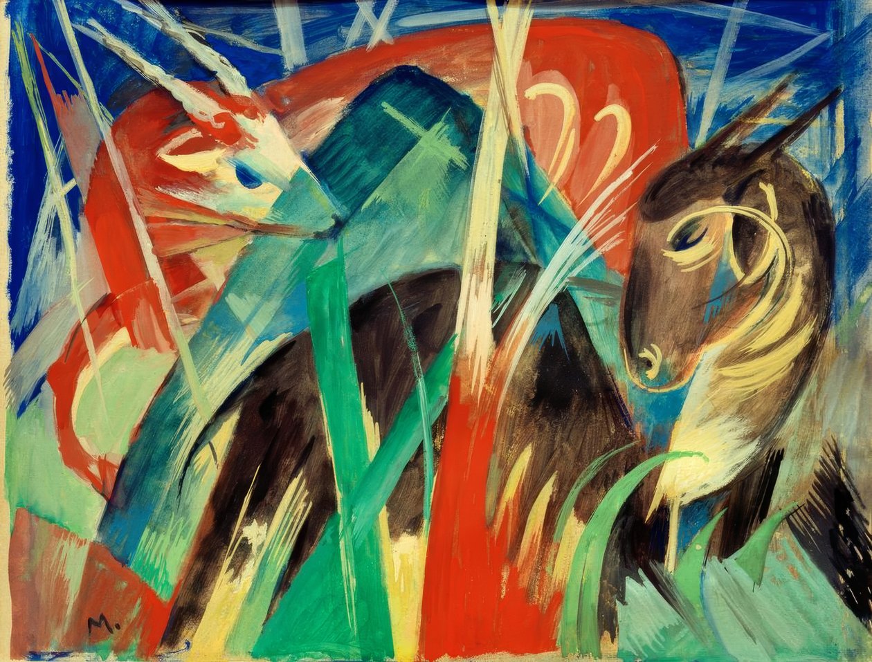 Mytiska djur I (Animal Composition I) av Franz Marc