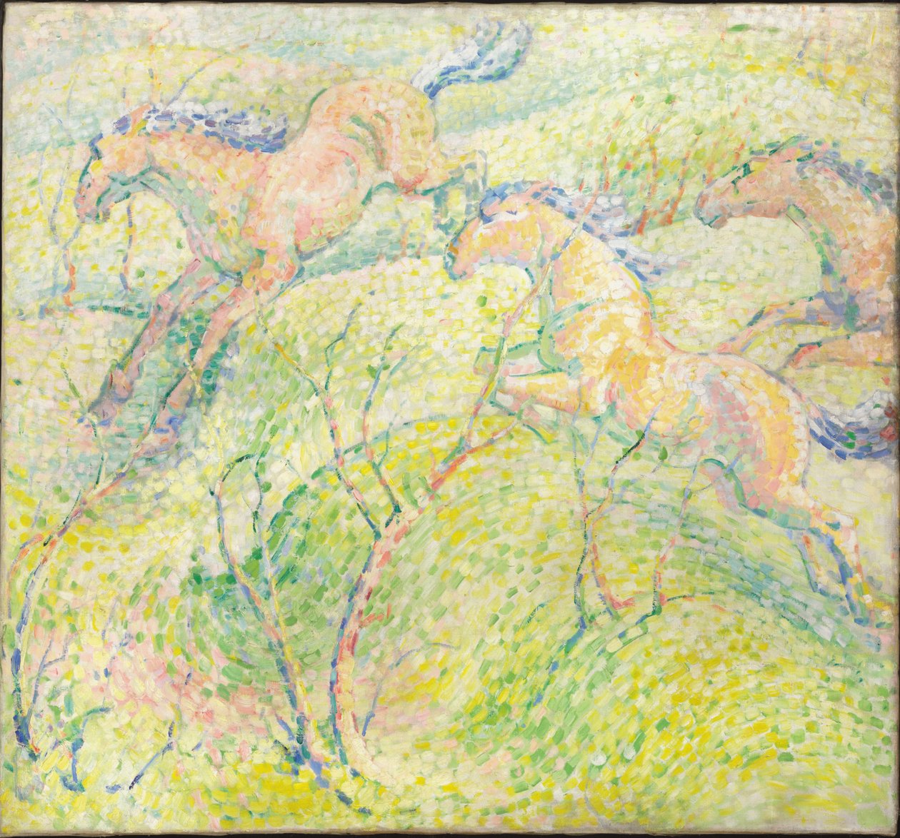 Hoppande hästar, 1910 av Franz Marc