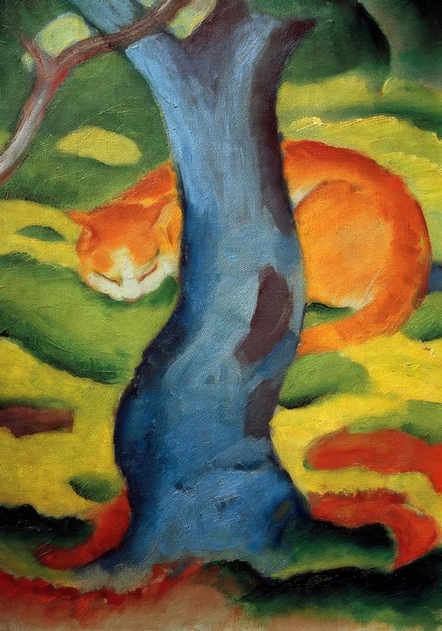 Barnbild (katt bakom ett träd) av Franz Marc