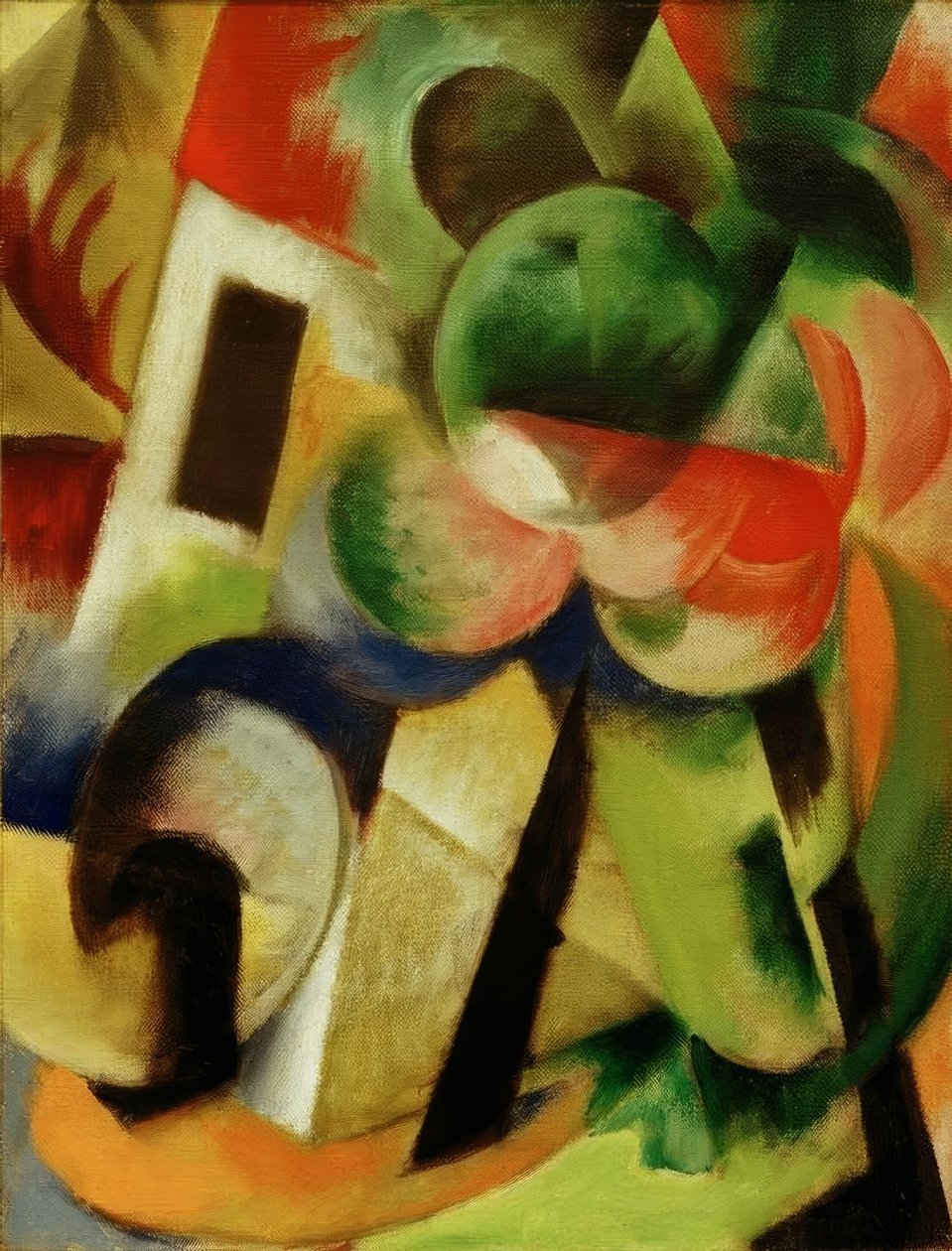 Liten sammansättning II (hus med träd) av Franz Marc