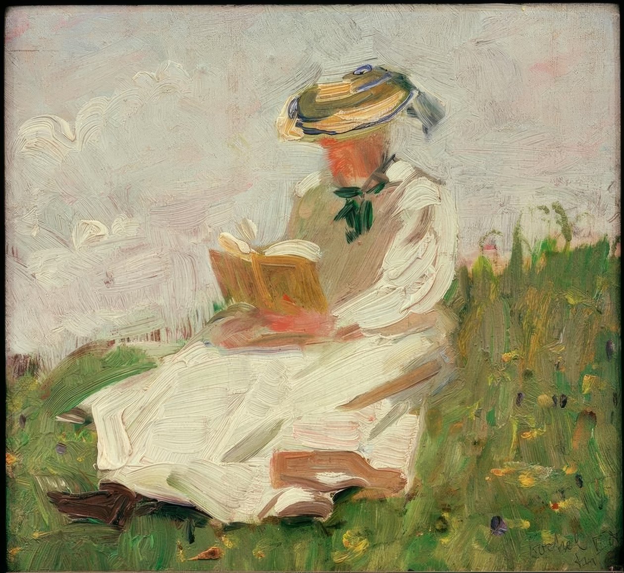 Läsande kvinna på landsbygden av Franz Marc