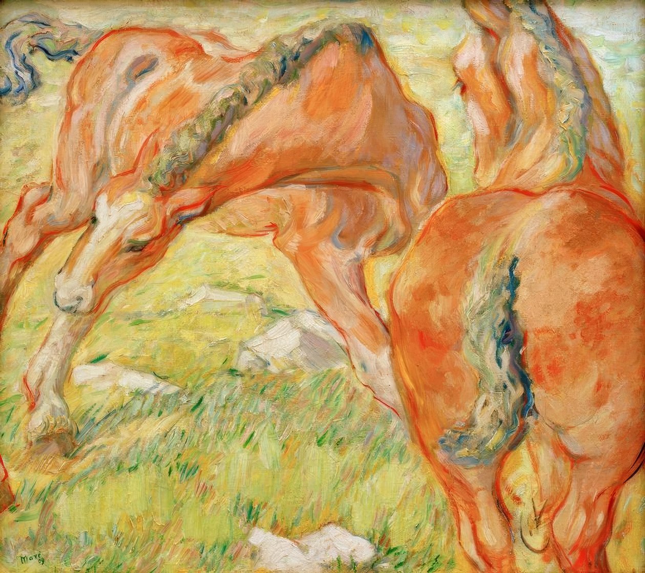 Mamma häst och föl av Franz Marc
