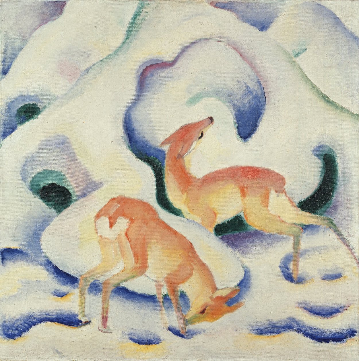 Rådjur i snön II av Franz Marc