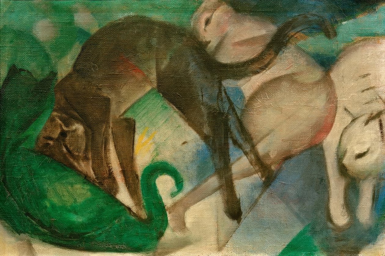 Leker katter (kattbild) av Franz Marc