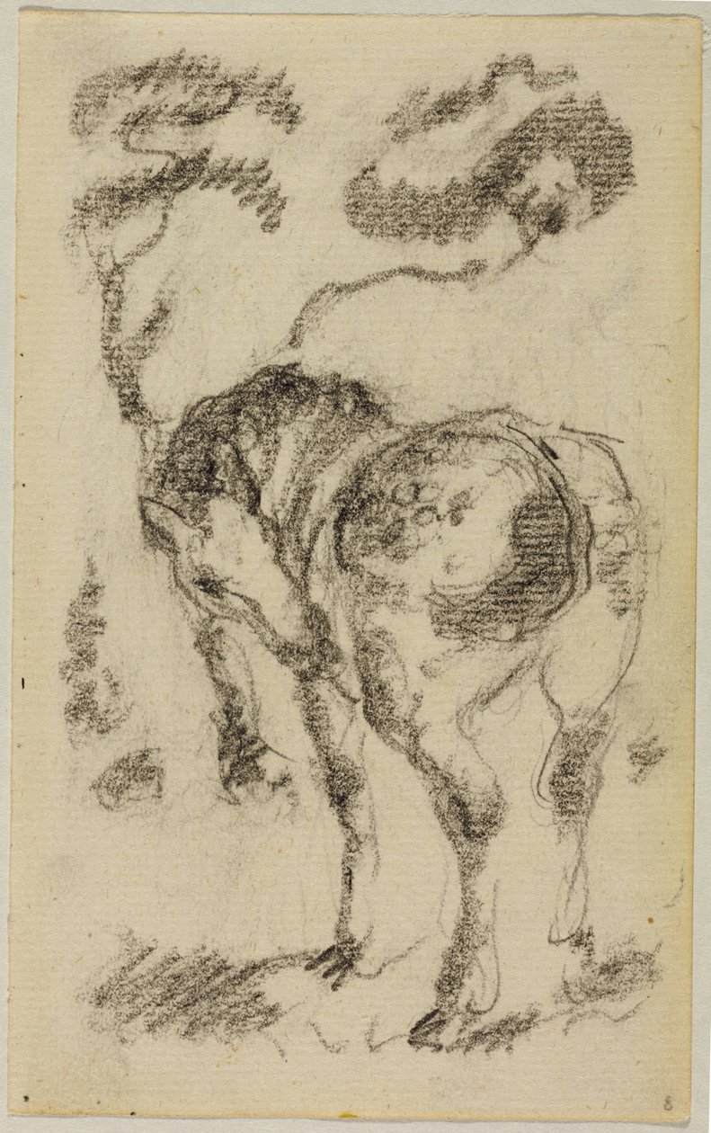 Stående häst med träd av Franz Marc