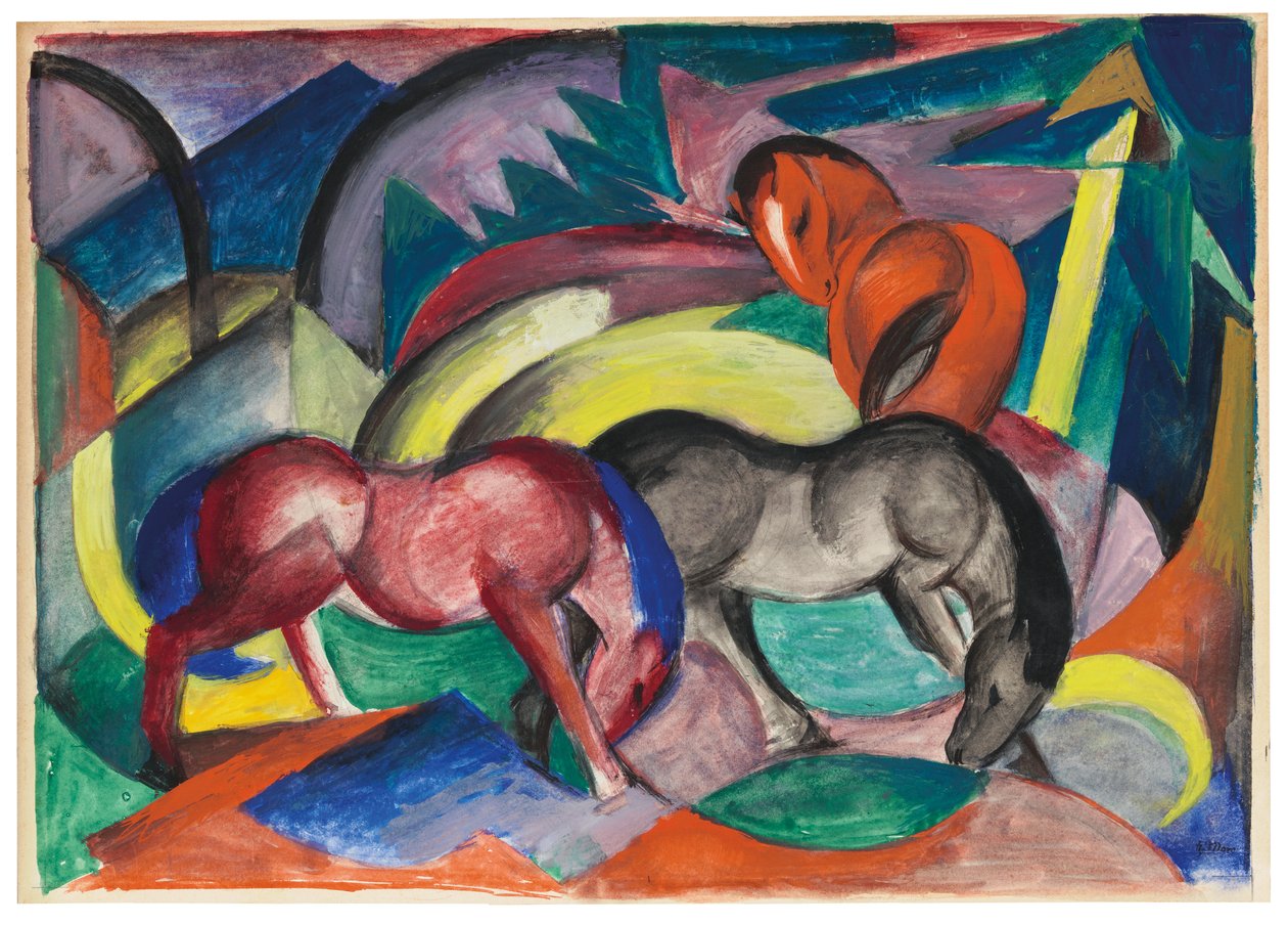 Tre hästar, 1912 av Franz Marc