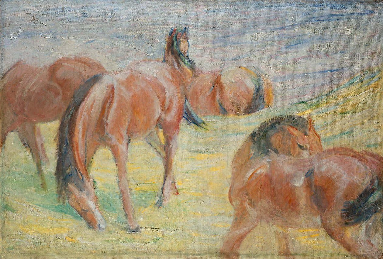 Betande hästar I av Franz Marc