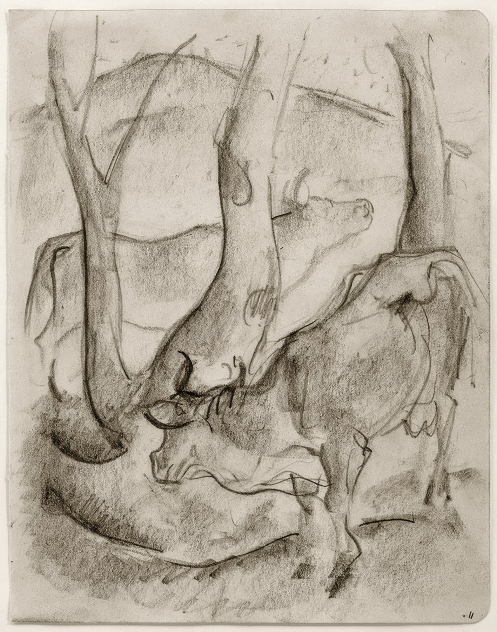 Två kor under träd av Franz Marc
