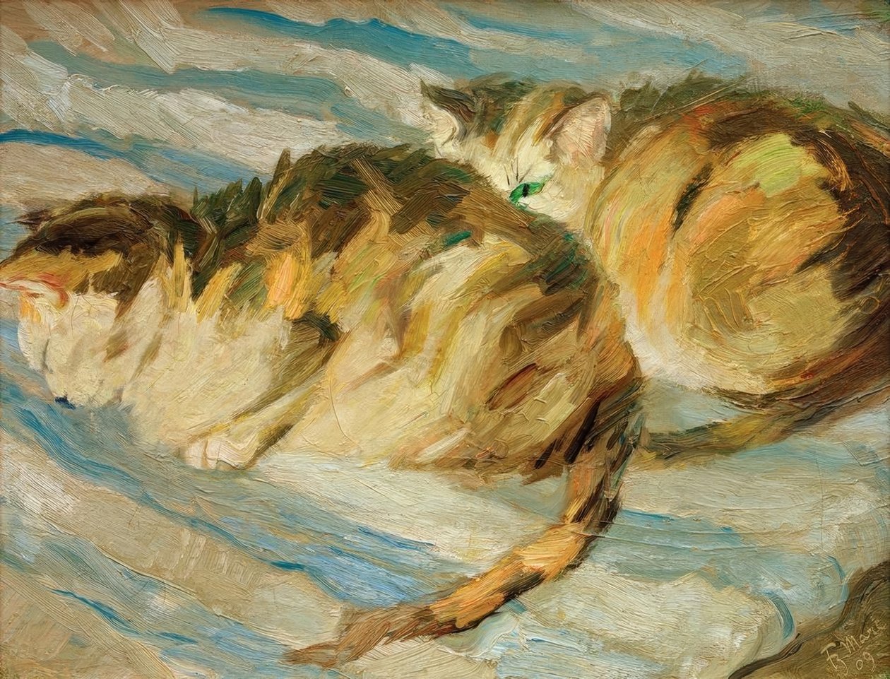 Två grå katter (kattstudie II) av Franz Marc