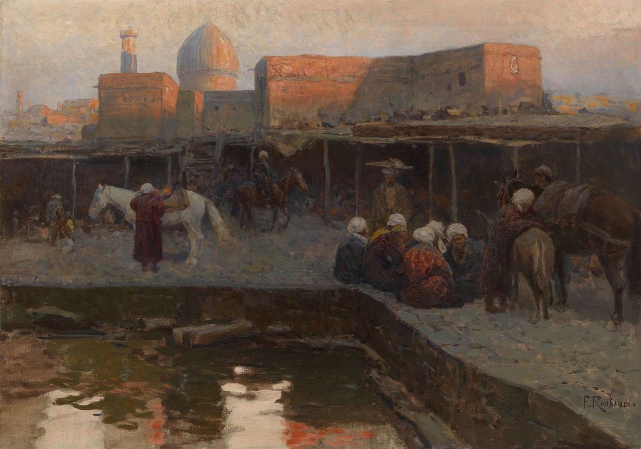 Caravanserai av Gur-e Amir i Samarkand av Franz Roubaud