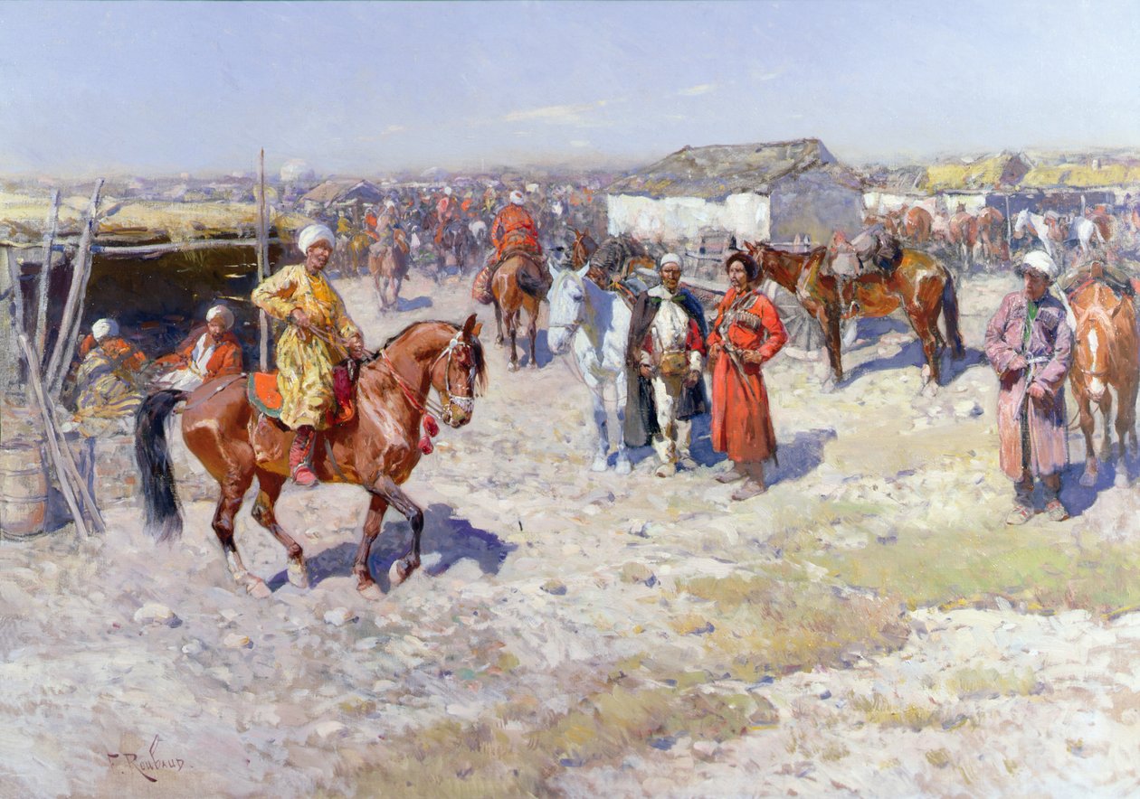 Centralasiatiska hästmarknaden av Franz Roubaud