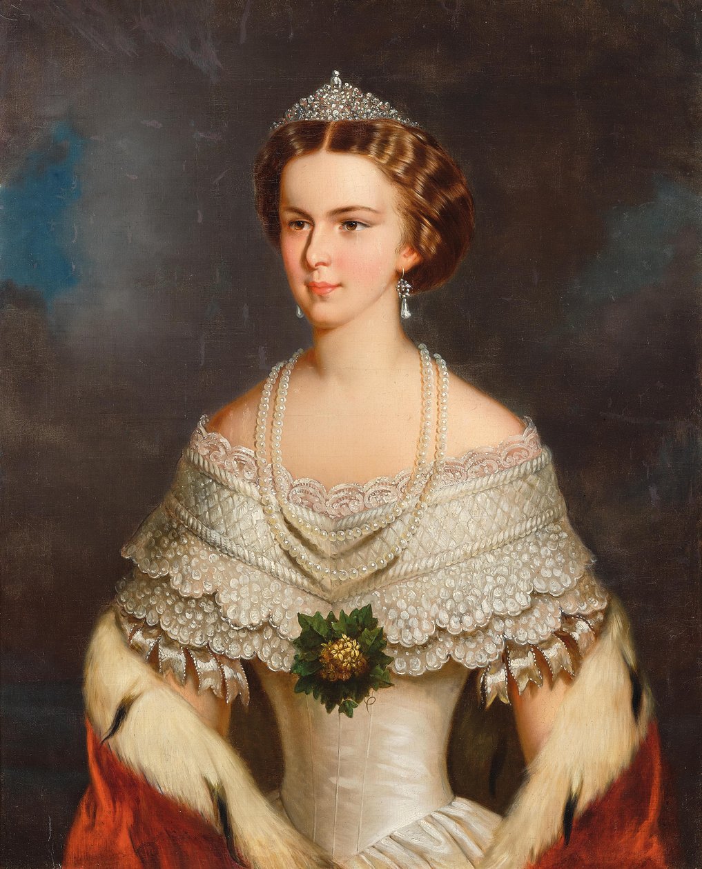 Porträtt av Elisabeth av Bayern, 1854. av Franz Schrotzberg
