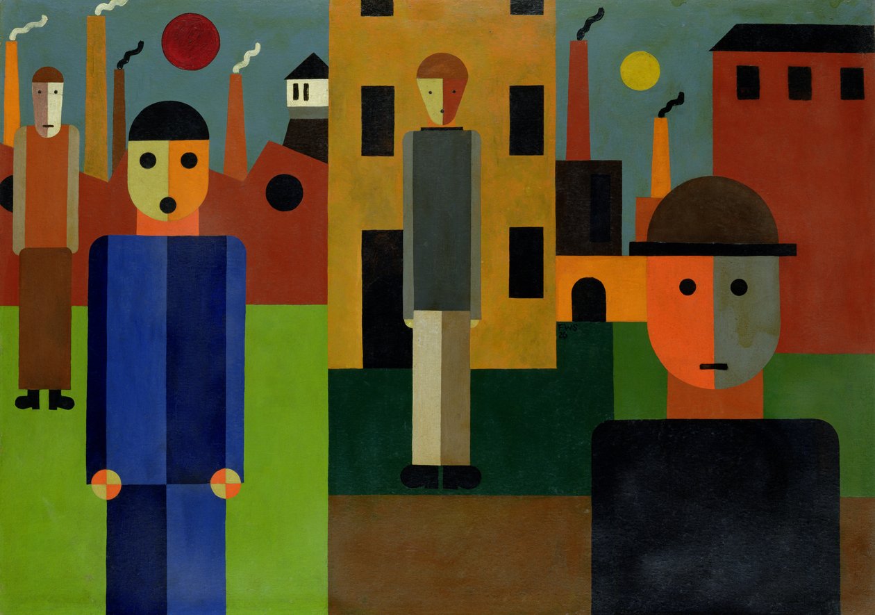 Fabriker, 1926 (olja på kort) av Franz W. Seiwert