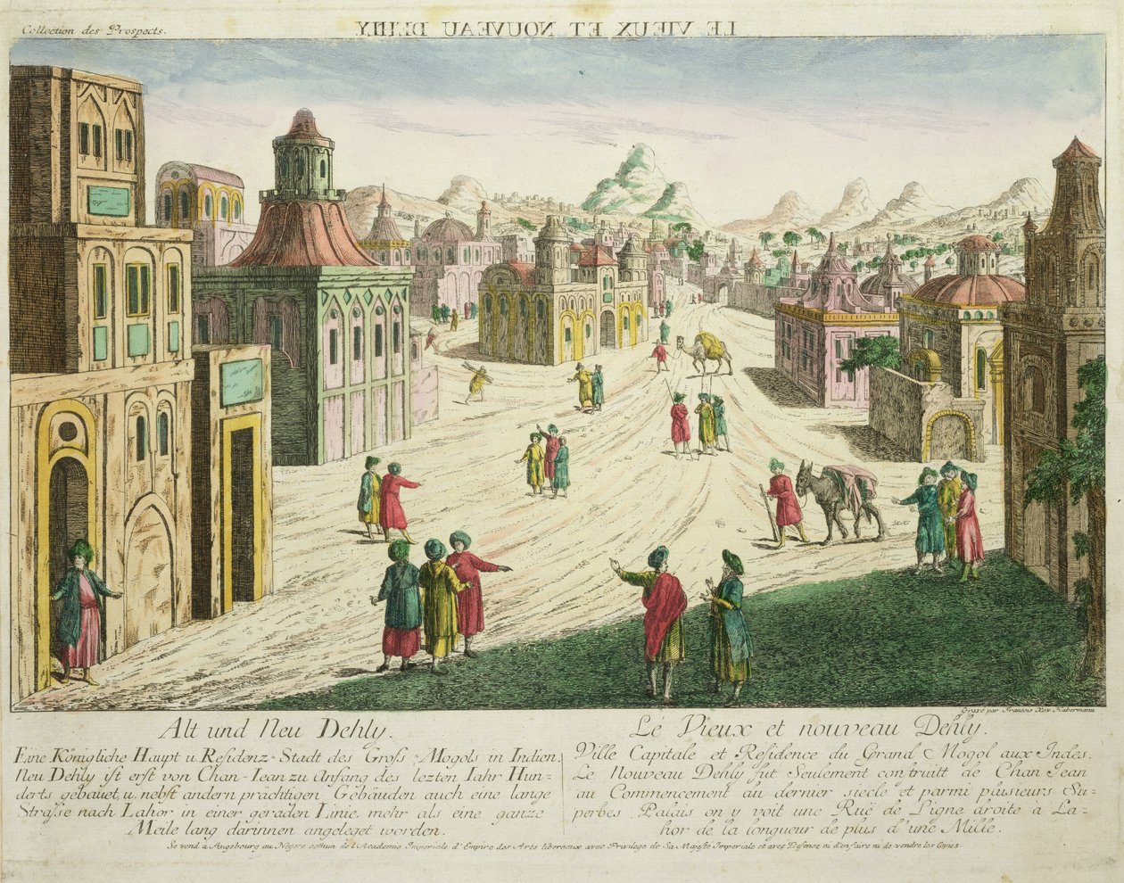 Gamla och nya Delhi (akvatint) av Franz Xaver Habermann