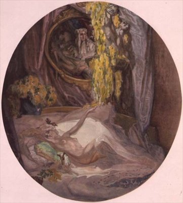 Kvinna på en säng av Franz von Bayros (1866 1924)