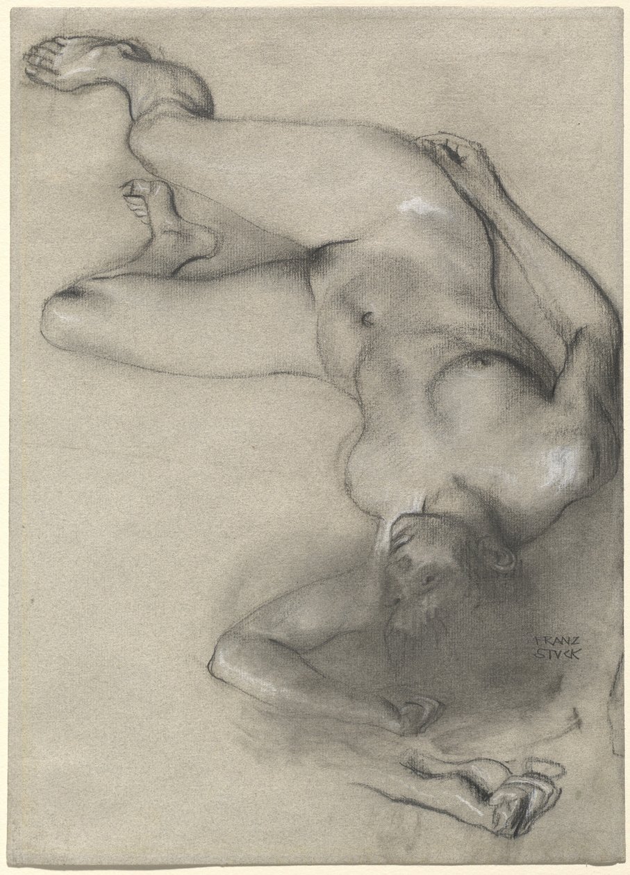 Naken kvinna som ligger på marken av Franz von Stuck